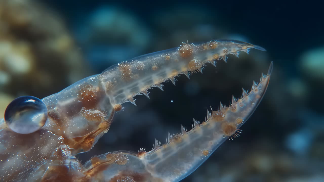 Close-up of a Translucent Spiky Marine Claw