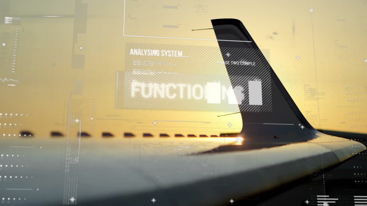 análisis del sistema y funcionamiento de la animación de texto sobre el ala del avión durante el vuelo