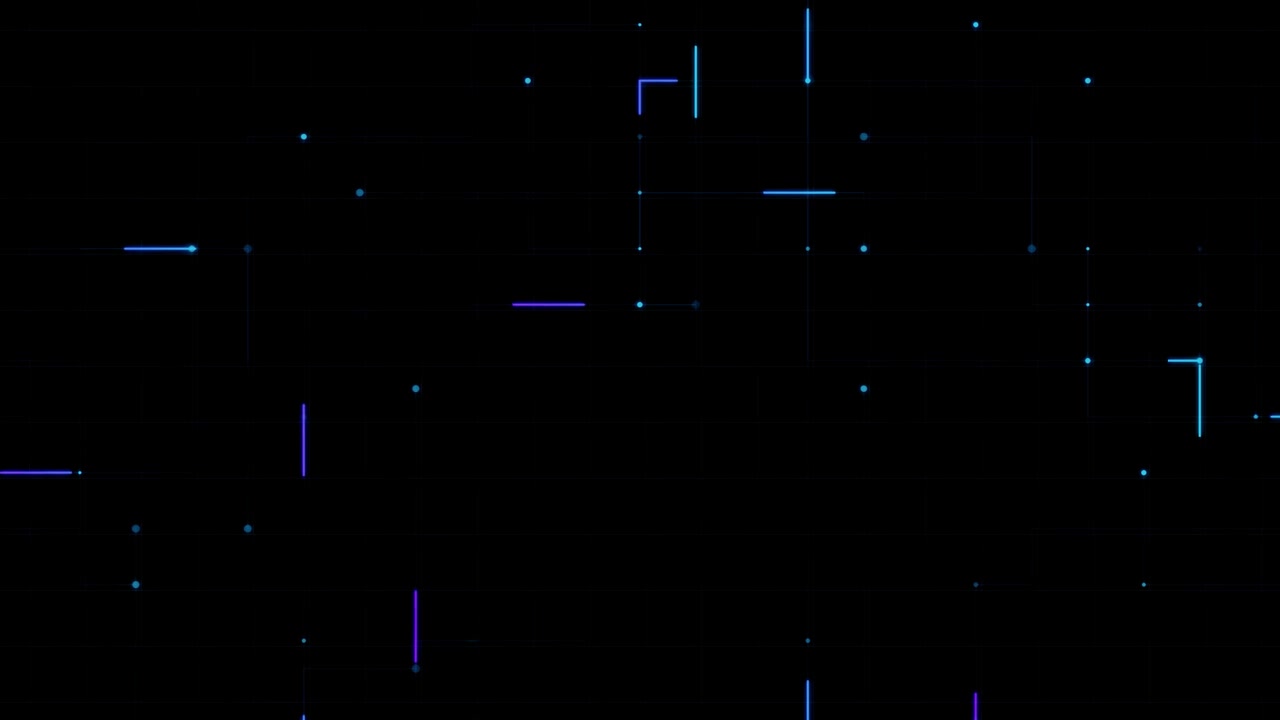 Abstract Digital Network Lines and Glowing Dots on Black Background