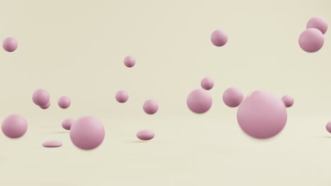 falling many pink balls and bouncing