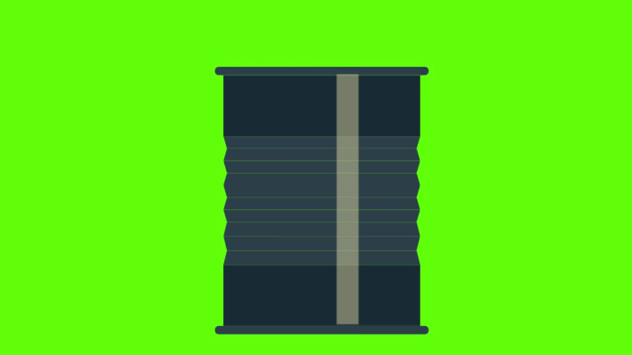 초록색 스크린 배경에 있는 통의 애니메이션