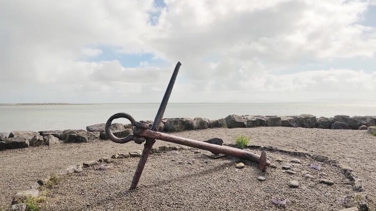 Old anchor on the shoreline Salthill, Galway