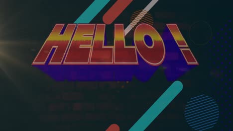 animation of hello over lines on black background