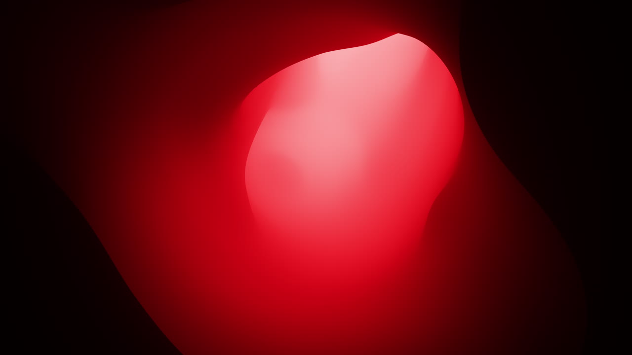 Abstract red liquid light waves moving on dark background, soft blur footage
