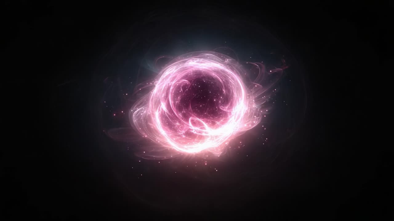 A Captivating Cosmic Phenomenon: Ethereal Energy Sphere with Glowing Swirls and Celestial Particles in a Mysterious Dark Background