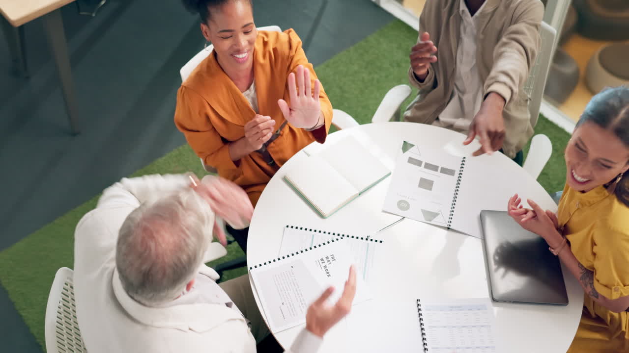 사업가, 팀워크, 하이파이브