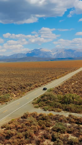highway riding desert road. car driving along the road in the valley. vertical video