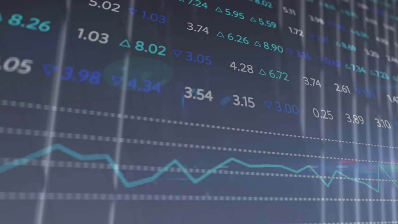 animación del procesamiento de datos financieros sobre un fondo oscuro