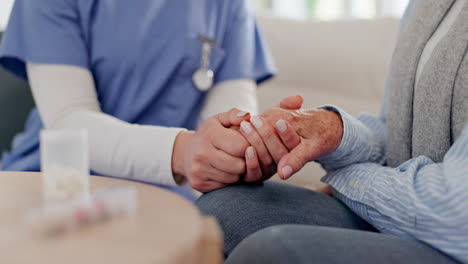 doctor, old woman and hand holding closeup