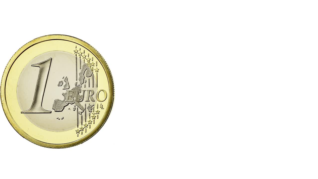una animación de una moneda de euro, fondo blanco vídeo gráfico 4k