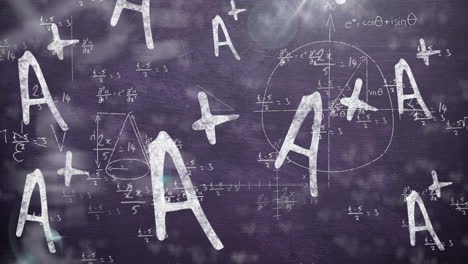 animation of moving mathematical formulas over blackboard