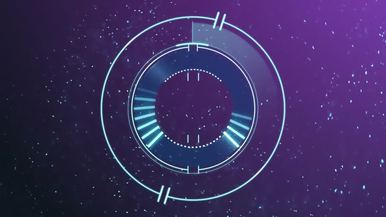 Animation of scope scanning and data processing over glowing blue particles