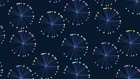 Vibrant symmetrical dot pattern on dark background