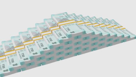 many wads of money. 50 indian rupees banknotes. stacks of money.