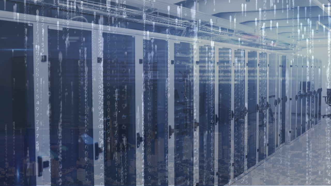 Animation of lights falling over servers