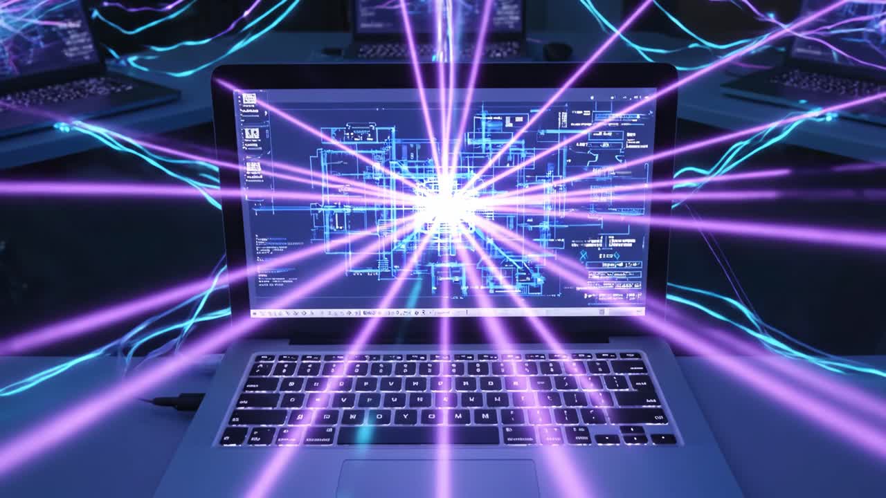Digital Data Transfer Between Laptops in a High-Tech Network