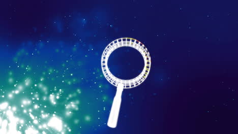 magnifying glass animation over starry night sky background