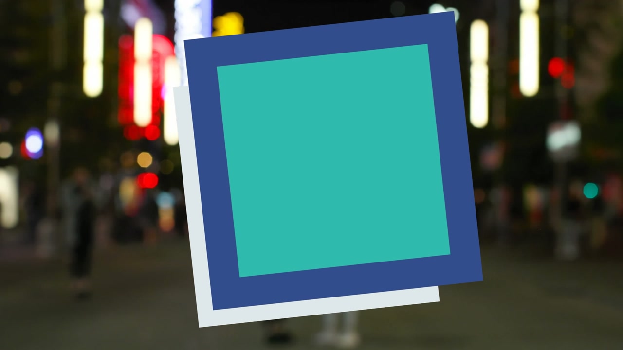 Animation of colorful geometrical graphics over white background