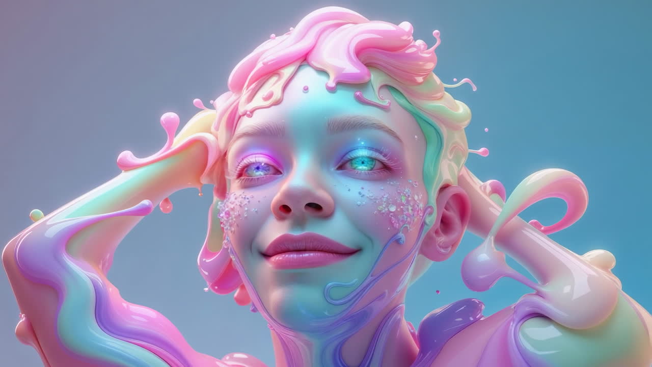 Surreal Pastel Liquid Portrait