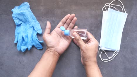 hand hygiene and safety measures with gloves and masks