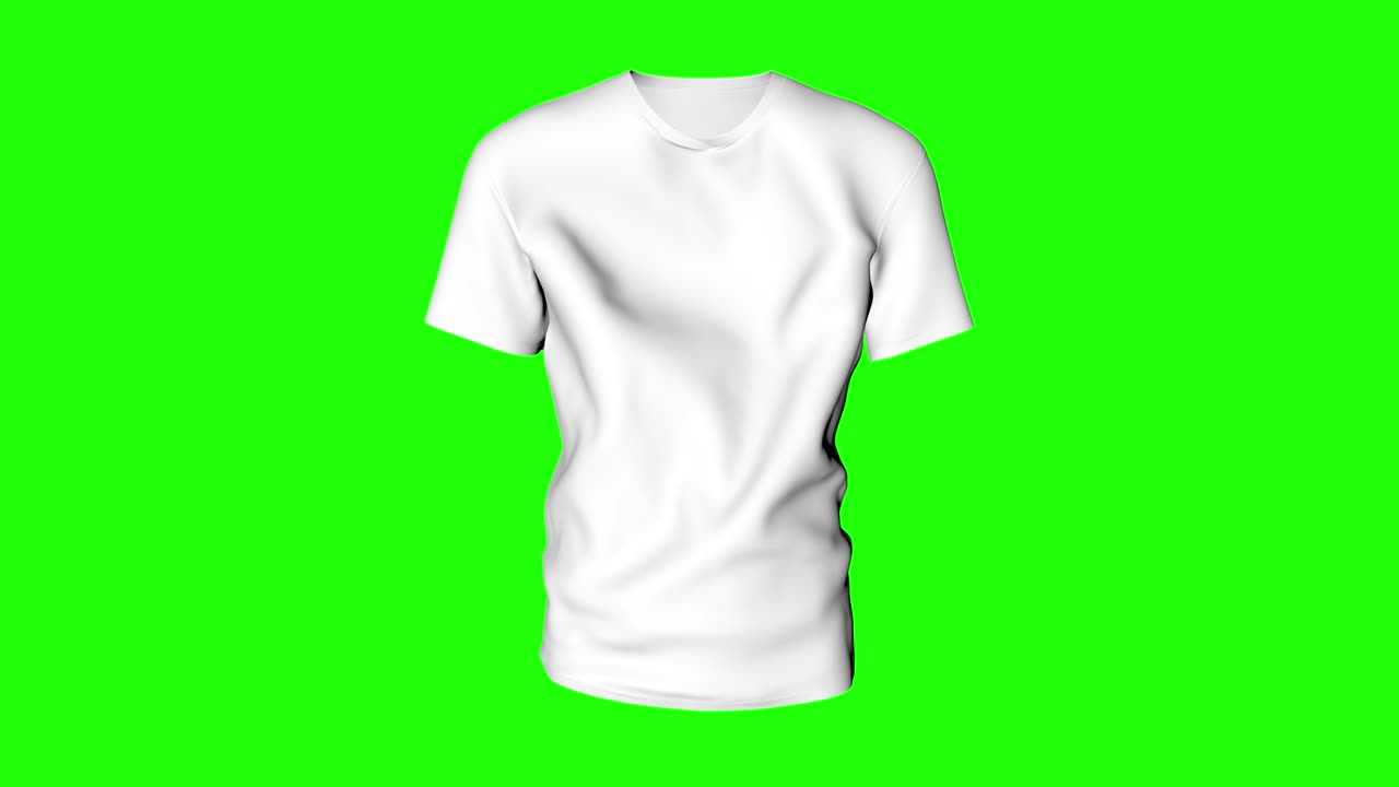 camiseta blanca clásica agitando verde clave de croma ropa de algodón animación 3d