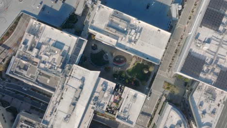 Top-down-aerial-view-of-the-Hillsdale-Shopping-Center's-outdoor-pavilion