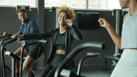 group exercising at the gym