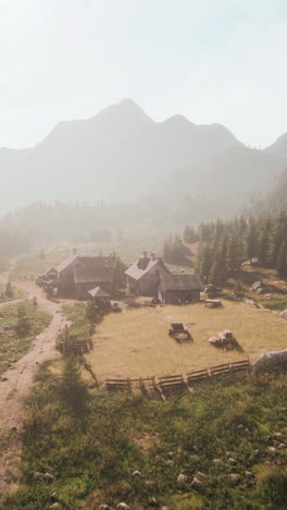 serene mountain farm village