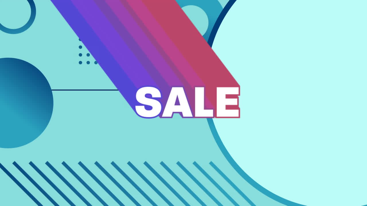 gráfico de venta con formas geométricas azules sobre un fondo azul