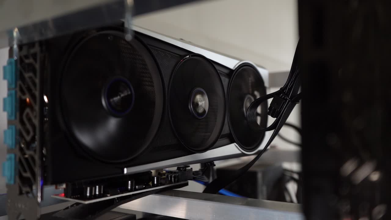 gpu 비디오 그래픽 카드 마이닝 이더리움의 클로즈업