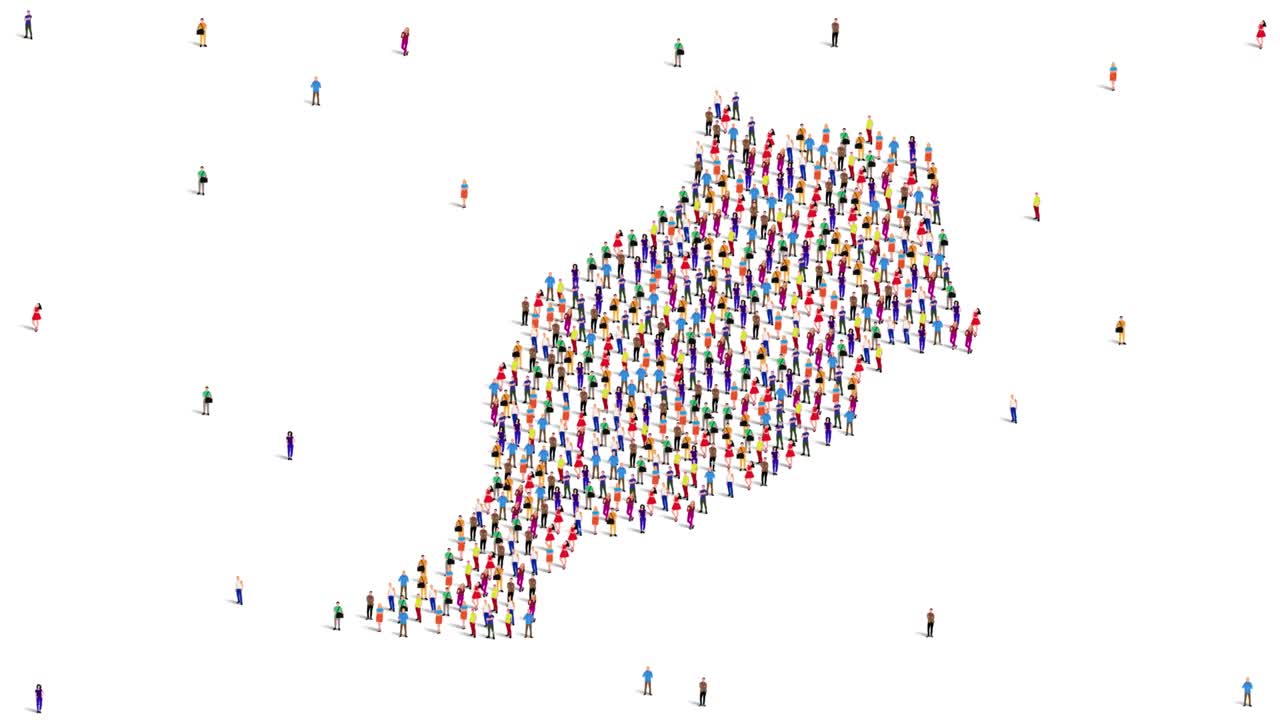 모로코 지도: 모로코 지도를 만들기 위해 많은 사람들이 모여 4k 영상 애니메이션을 만니다.