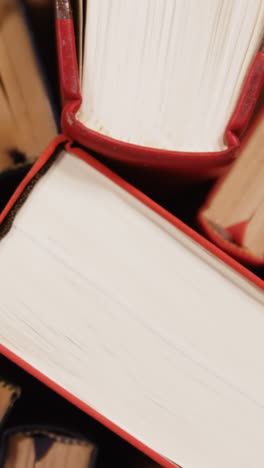 close-up of books arranged