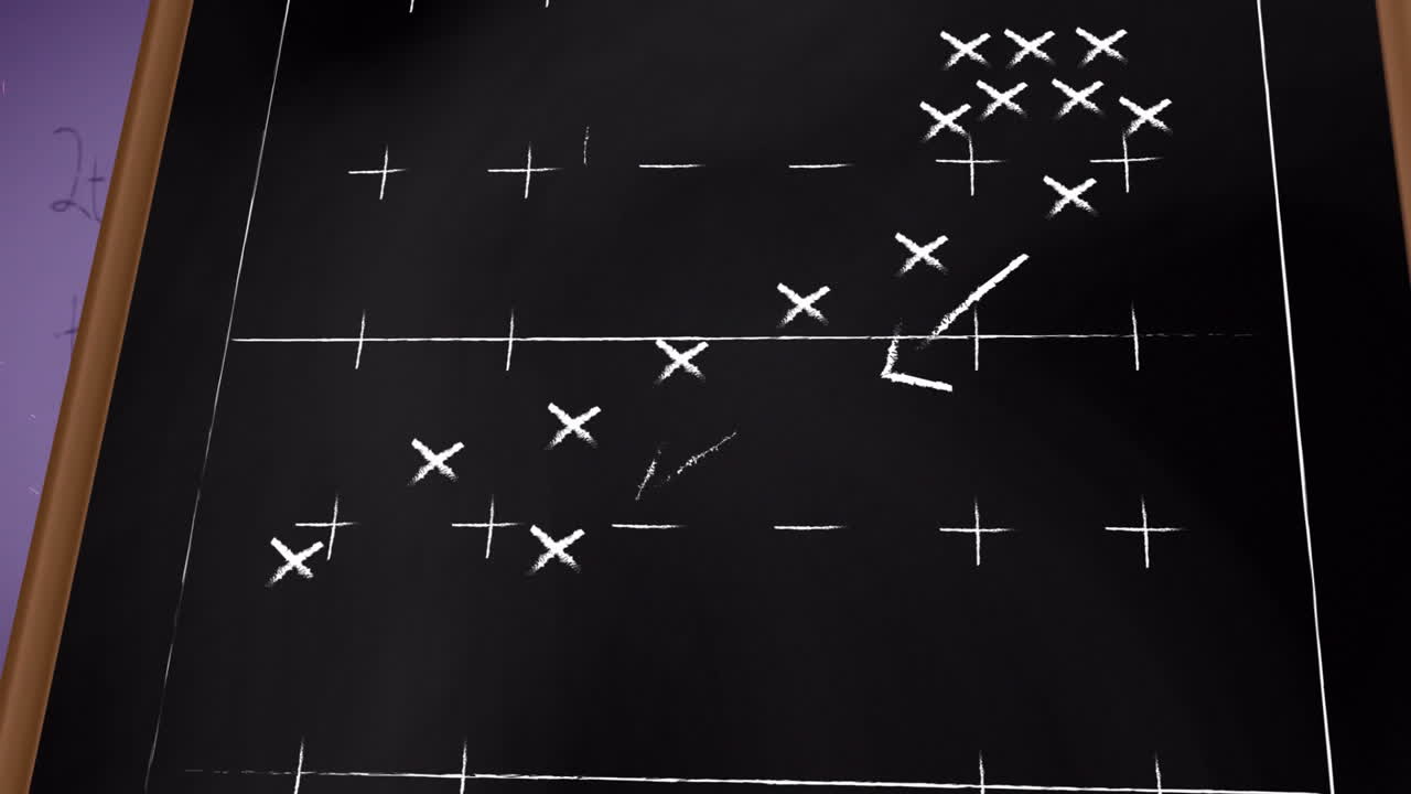 animación del procesamiento de datos de estrategia deportiva sobre un fondo negro