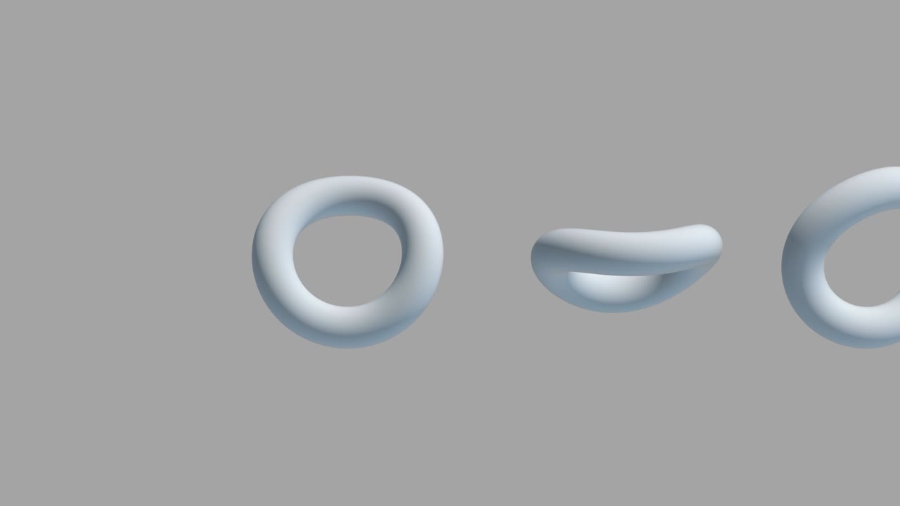 White rings flying. Abstract 3d animation. Minimal motion design.