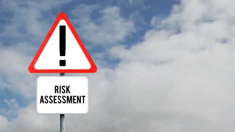 animation of the words risk assessment written on triangle  road sign