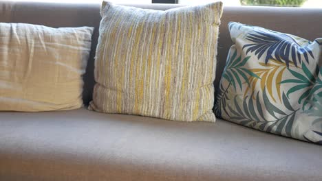 cozy sofa with decorative pillows