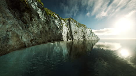 panoramic view of nice rocky huge cliff and sea