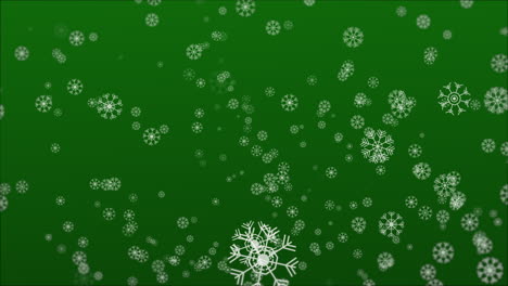 simple winter snow flake falling background in dark green