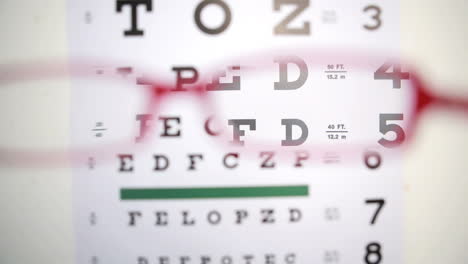 glasses trying to read letters on reading test