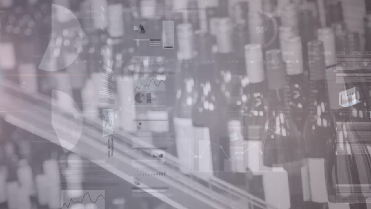 상점의 선반 위에서 통계와 데이터 처리의 애니메이션