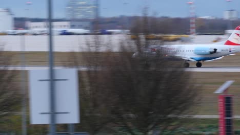 austrian airlines plane landing at airport