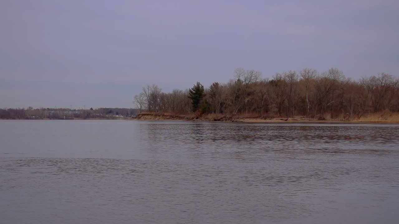 View of an island and a lake's current