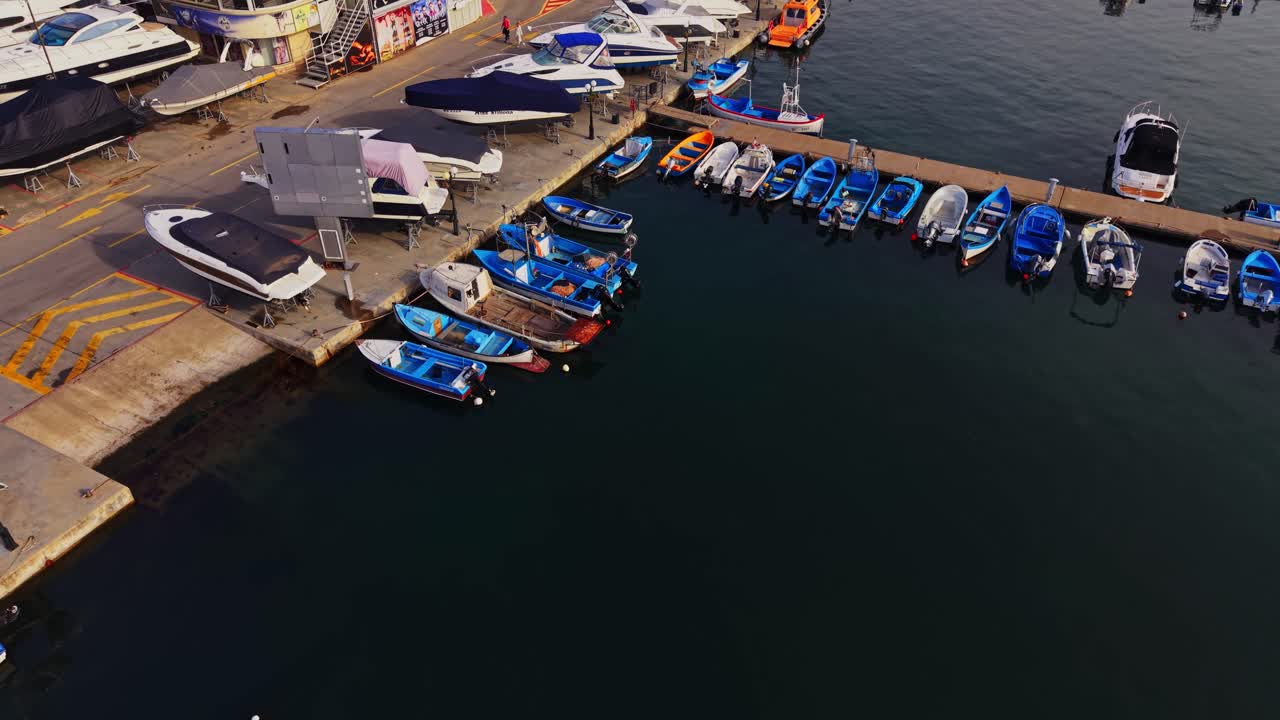 Colorful boats at a marina in Bulgaria during sunny weather