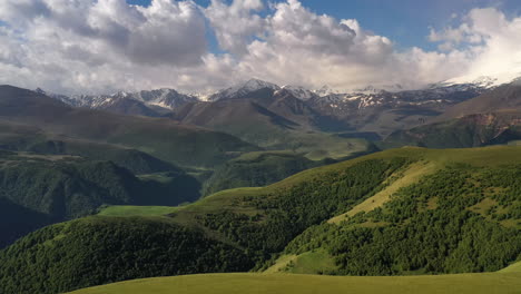 elbrus region. flying over a highland plateau. beautiful landscape of nature.