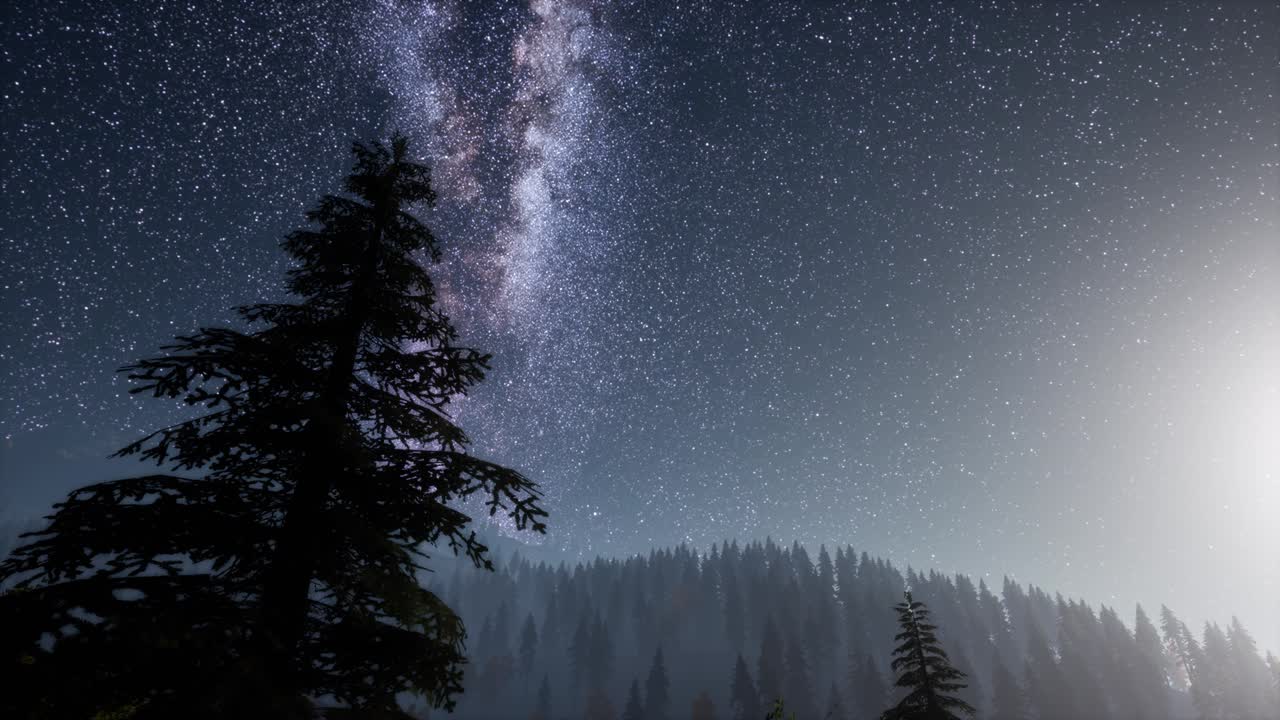 Milky Way Stars with Moonlight | Premium Stock Video Footage
