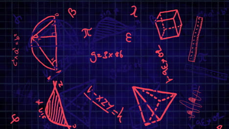 ecuaciones matemáticas y diagramas contra un fondo negro