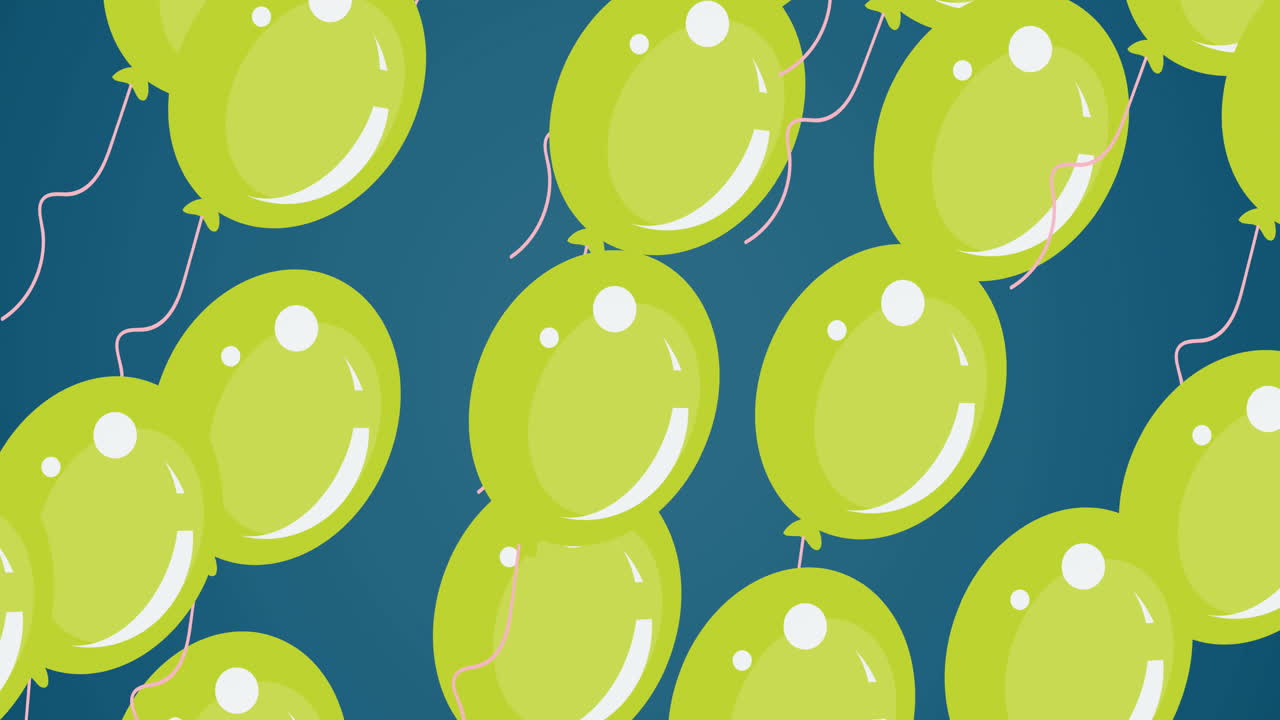 Animazione di palloncini verdi su sfondo verde scuro