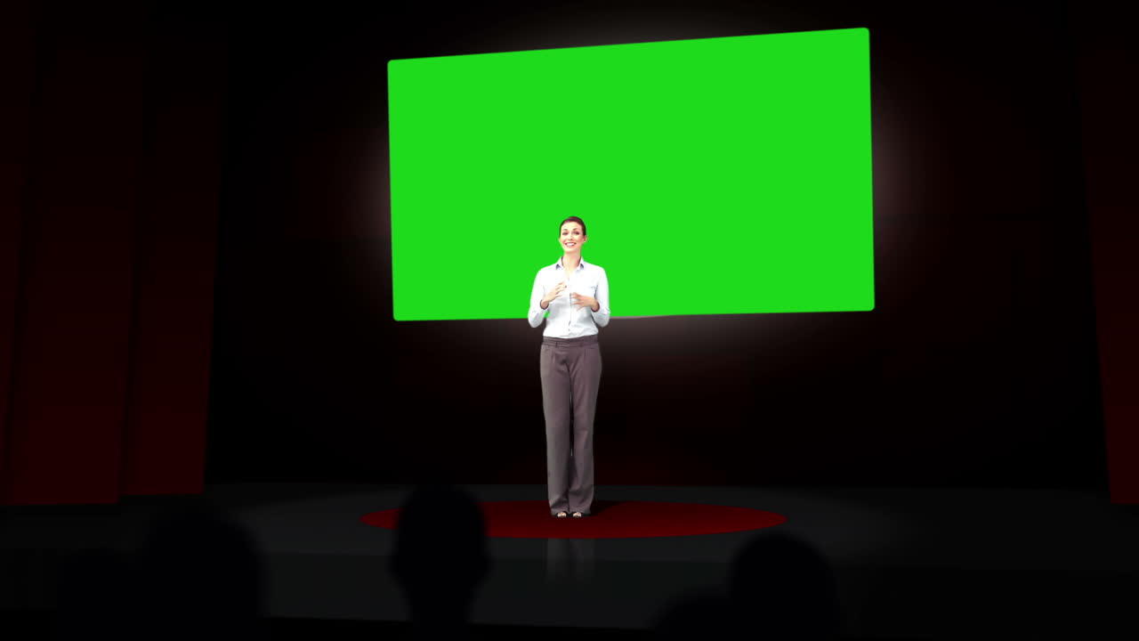 크로마 키를 제시하는 사업가