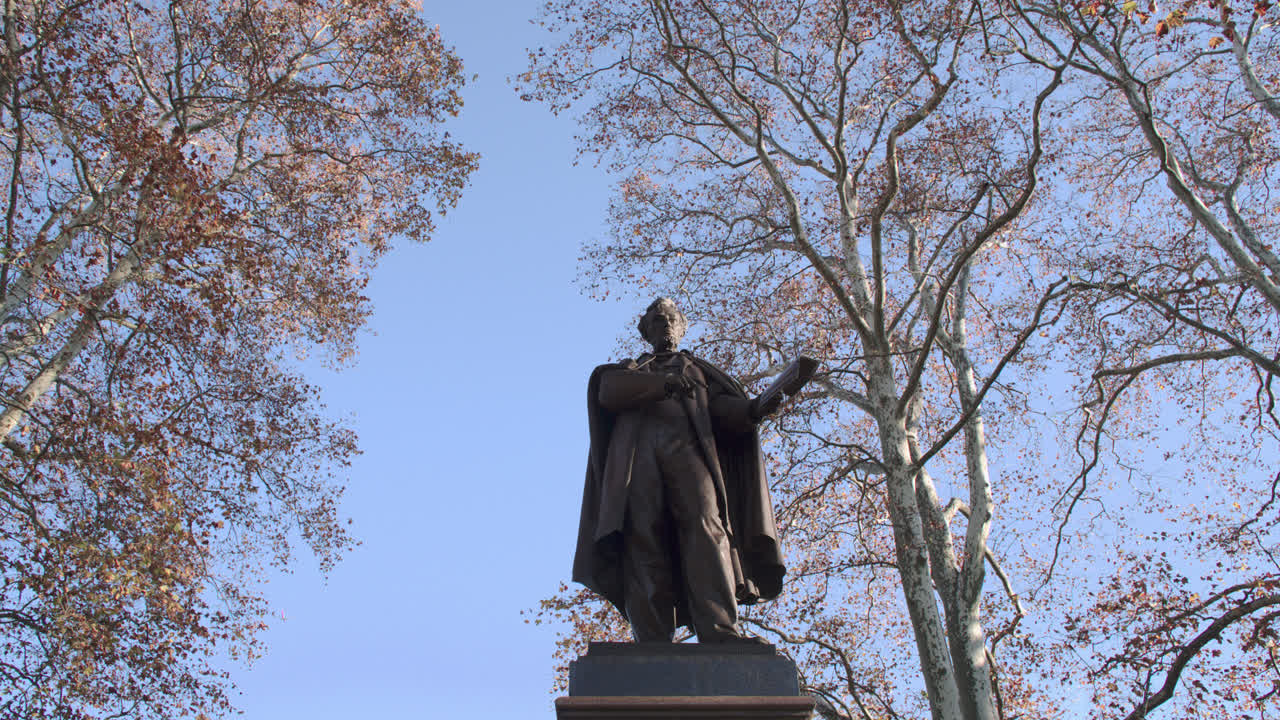 A statue in Brooklyn's Prospect Park. Shot on an autumn morning in Brooklyn