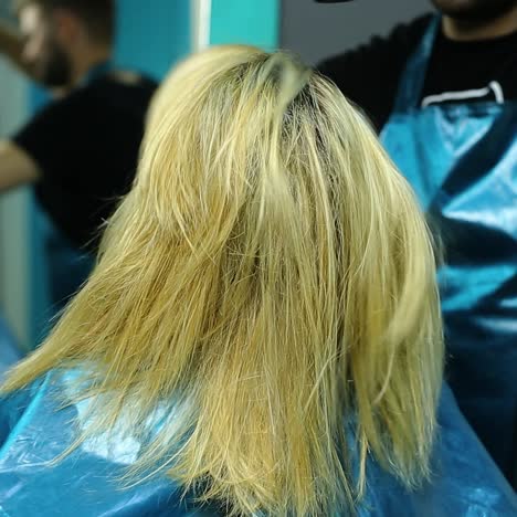 estilista profesional que trabaja con el cliente